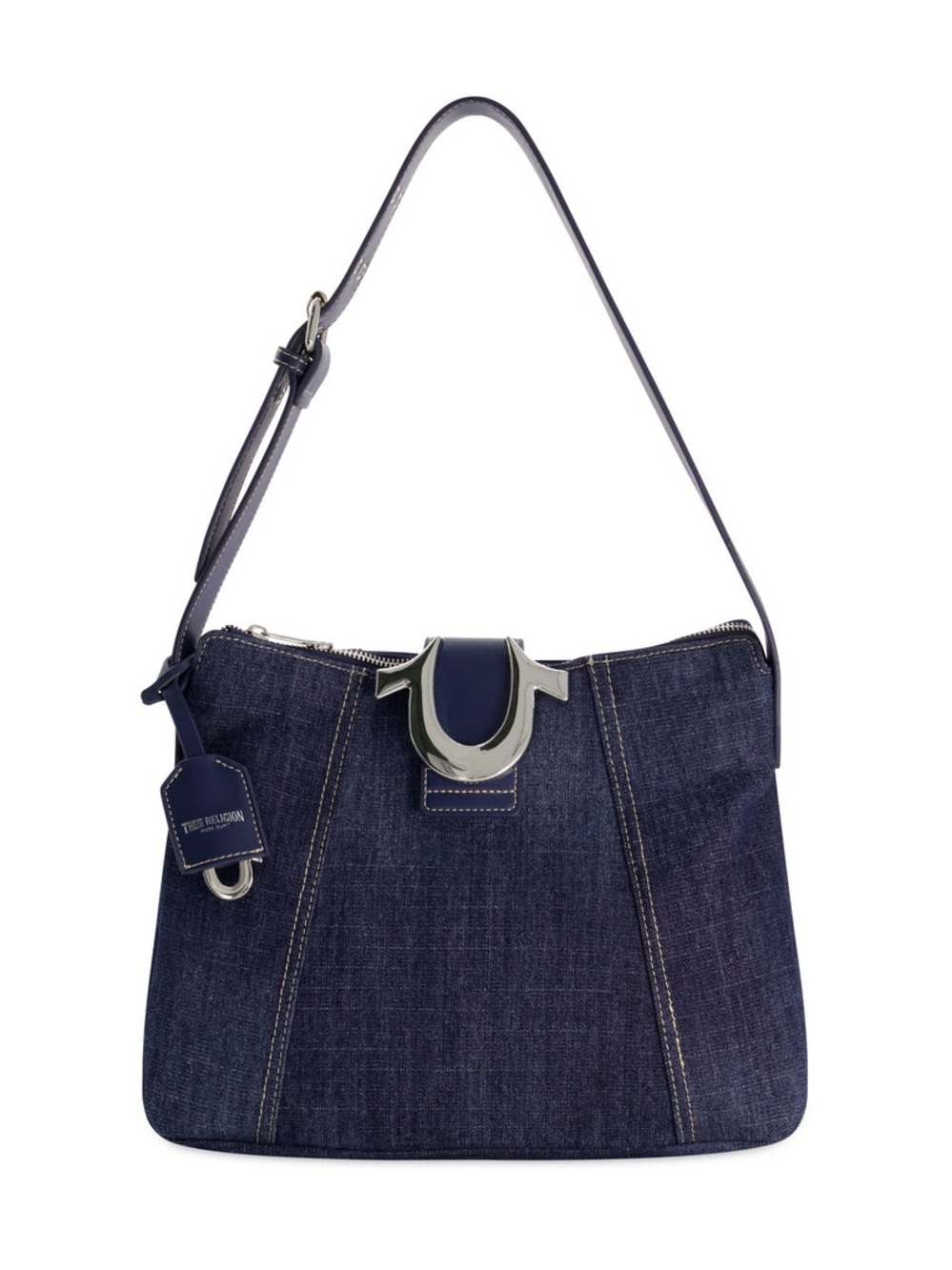 True Religion Horseshoe Hobo Shoulder Bag with Navy Trim